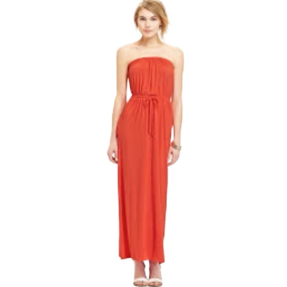 Old Navy Sunset orange Summer Lightweight elasticized strapless Tube
Maxi Dress